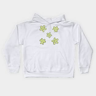 Abstract Checkerboard Flowers - Lime Green with black outline Kids Hoodie